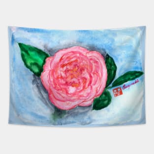 Big thousand leaf pink pastel rose watercolor painting Tapestry