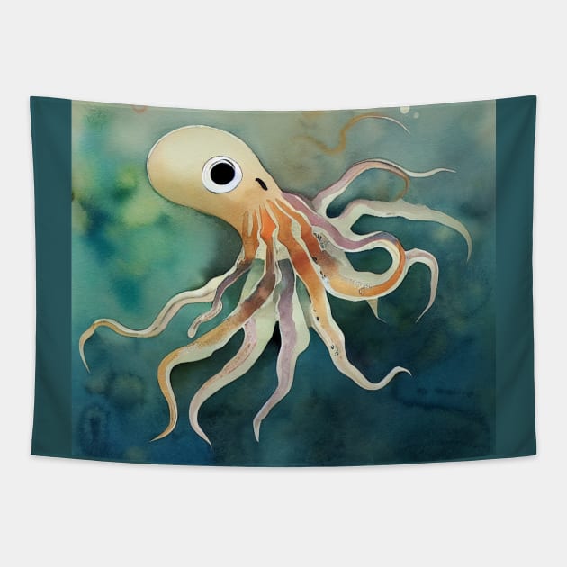 Squid in Sea Tapestry by fistikci