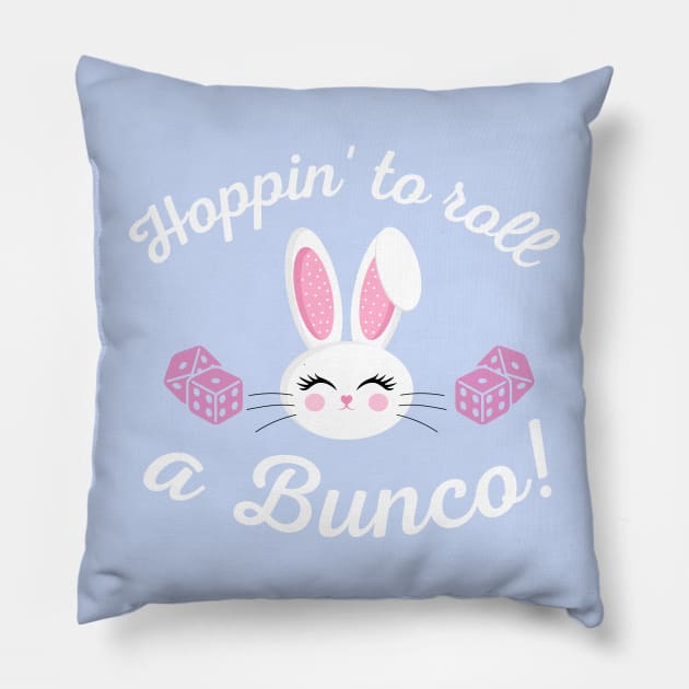 Easter Bunco Hoppin to Roll a Bunco Dice Bunny Pillow by MalibuSun