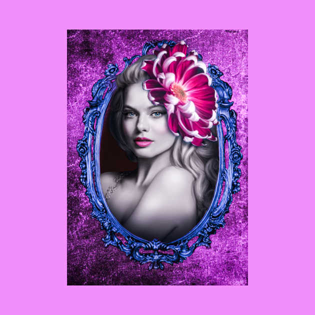 Vivid Fucsia Gorgeous girl Floral Artwork by Relaxing Art Shop