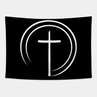 Cross Of Christ, Christian Faith, Circled Logo Design Tapestry