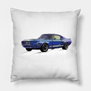 Classic Mustang Blue Pillow