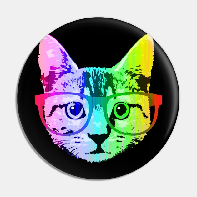 Funny Rainbow Cat Pin by robotface