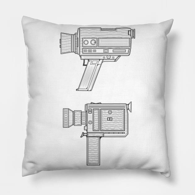 Line Art Classic Video Camera Pillow by milhad