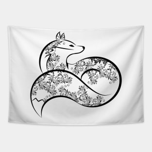 Abstract Floral Fox Tapestry