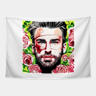 Chris with red roses Tapestry