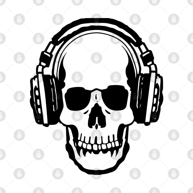 Skull with headphones by RosaliArt