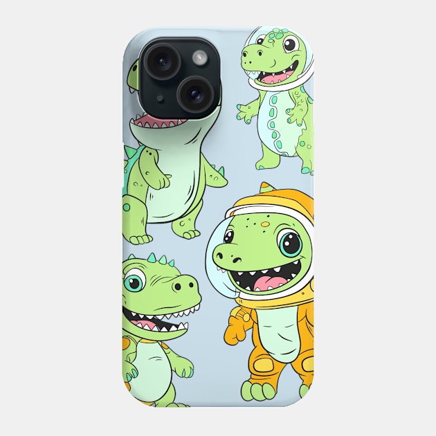 Kids Dinosaurs in Space, Dino Explorers! Phone Case by ForAnyoneWhoCares