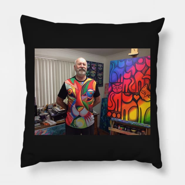 Hubby modelling one of my designs Pillow by karincharlotte