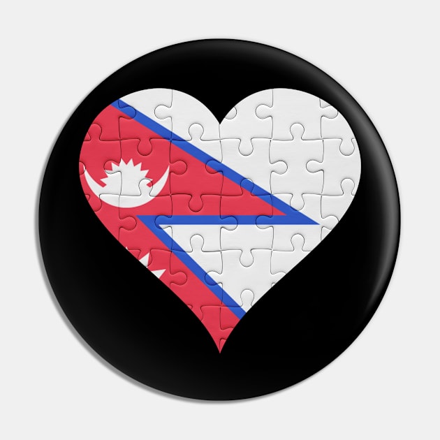 Nepalese Jigsaw Puzzle Heart Design - Gift for Nepalese With Nepal Roots Pin by Country Flags