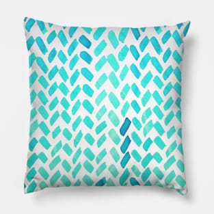 Cute watercolor knitting pattern - aqua Pillow