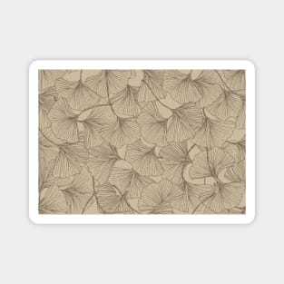 Ginkgo Biloba Tree Leaves Vintage Pattern Magnet