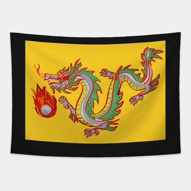 A Dragon and the Fiery Pearl of Wisdom Tapestry by laceylschmidt