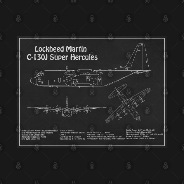 C-130 Hercules - Airplane Blueprint -  PD by SPJE Illustration Photography