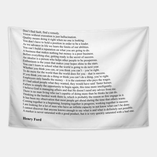 Henry Ford Quotes Tapestry by qqqueiru