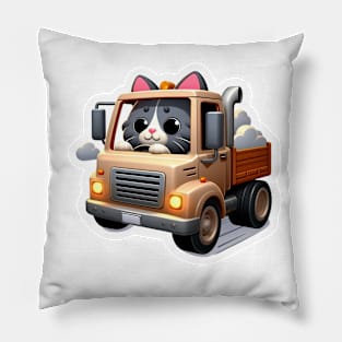 cat in a truck Pillow