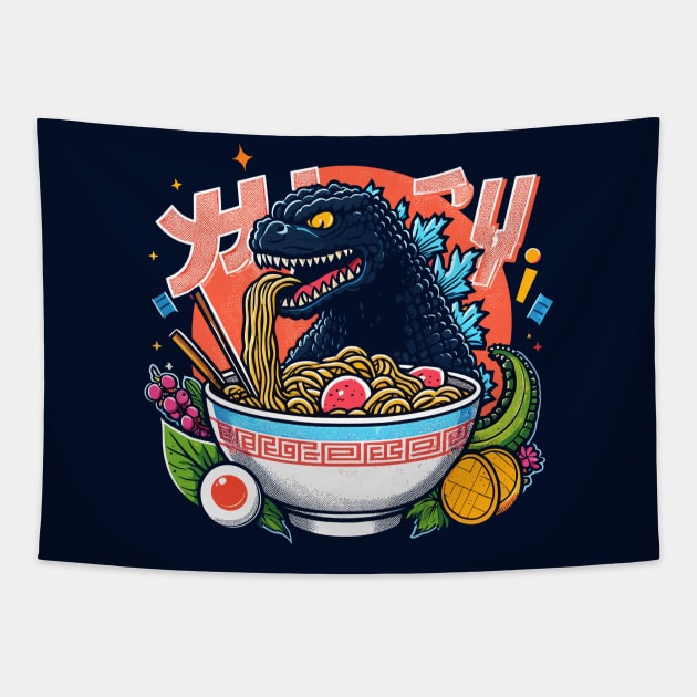 Godzilla Noodle Power Tapestry by Gofart