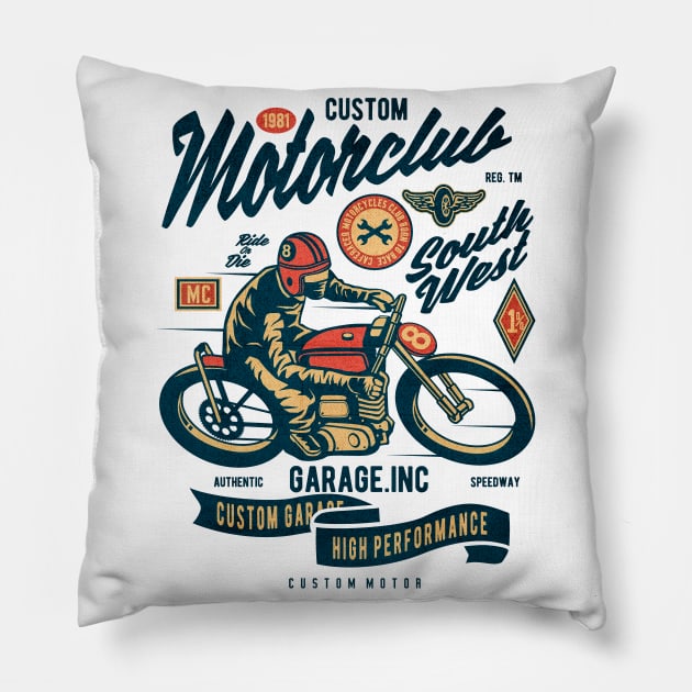 Custom Motorclub south west Pillow by Tempe Gaul