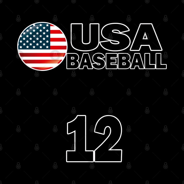 USA Baseball Number 12 T-shirt Design by werdanepo