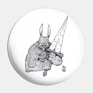 Bunny Warrior b&w Pin