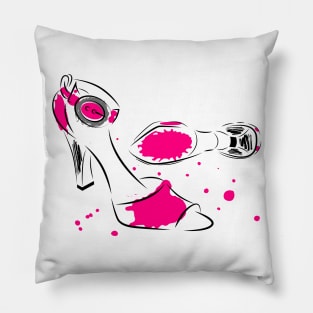 Outline of high heel classic summer shoes with watercolor spots. Pillow