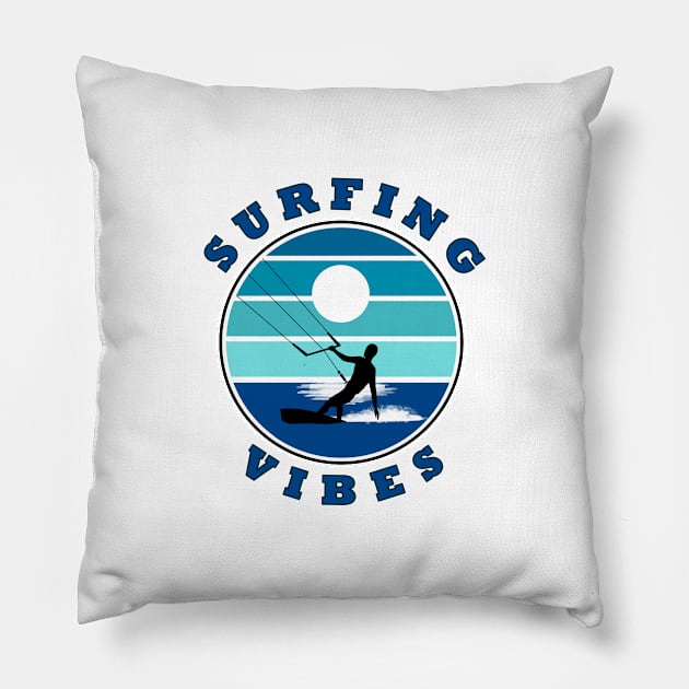 Surfing Vibes – retro 3 - kite surfer Pillow by AnturoDesign