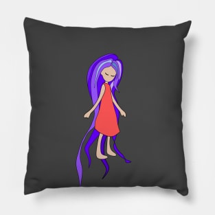 Free Spirit, Girl with Purple Hair Pillow