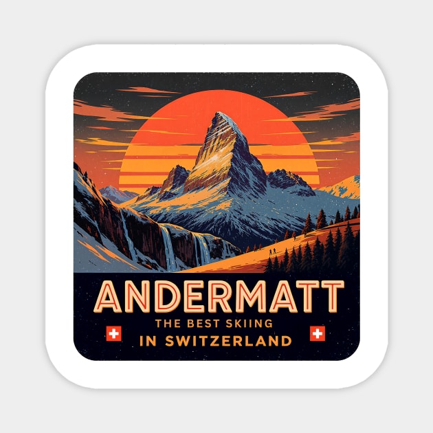 Andermatt The Best Skiing in Switzerland Souvenir Magnet by Art2Wear
