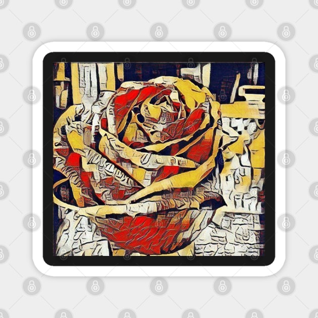 Painted Rose in Line Art Magnet by ninasilver