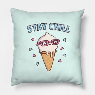 Stay Chill, Vanilla Ice Cream With Sunglasses Pillow