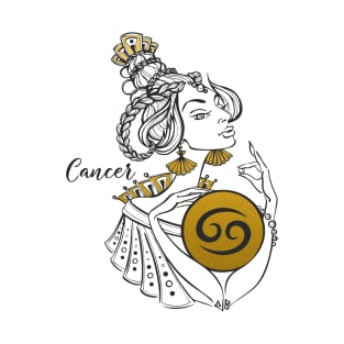 Cancer - Beautiful Girl Gold Illu Zodiac T-Shirt