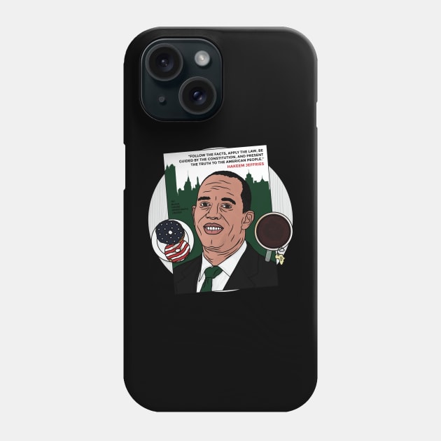 Hakeem Jeffries First Black House Democratic Leader - U.S. flag donuts And Coffee Breakfast Phone Case by Vive Hive Atelier