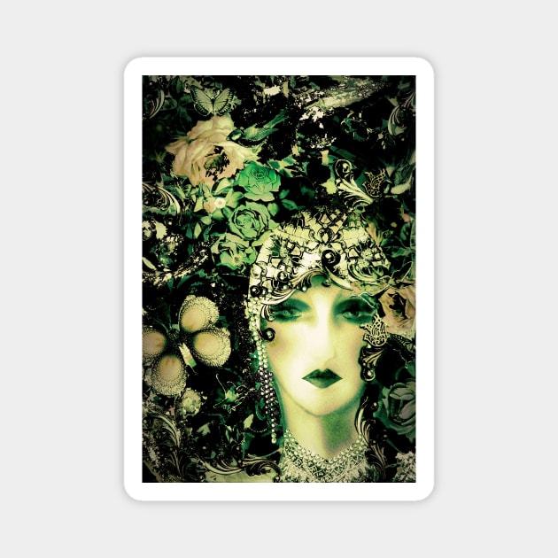 ART DECO GREEN COLLAGE FACE POSTER Magnet by jacquline8689