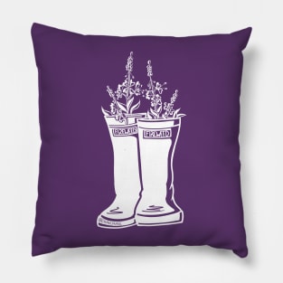 Fireweed White Lineart Rain Boots Pillow