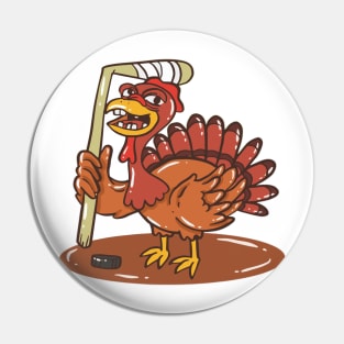 Turkey With Ice Hockey For Thanksgiving Pin