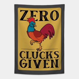 Funny Chicken Zero Clucks Given Retro Rooster Graphic Tapestry