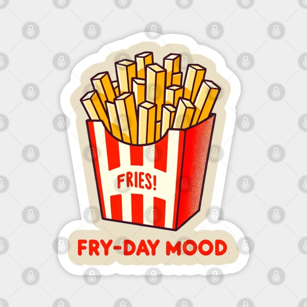 Fry-day Mood - Retro Chic French Fries Art Magnet by Retro Travel Design