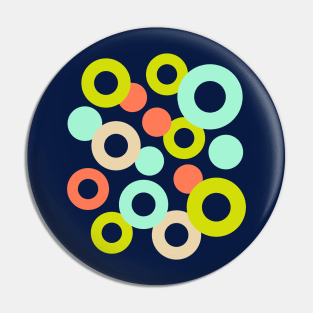 DROPS Polka Dots Rings Geometric Mid-Century Abstract in Retro Green Mint Orange Cream Midnight Blue - UnBlink Studio by Jackie Tahara Pin