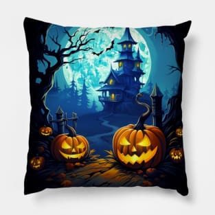 Spooky Halloween Hunted Castle Pillow
