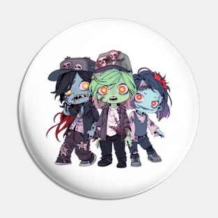 Chibi Zombie Group Pin