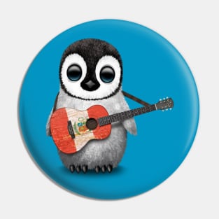 Baby Penguin Playing Peruvian Flag Guitar Pin