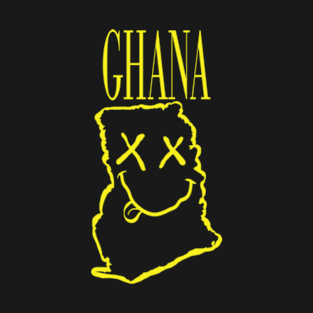 Vibrant Ghana Africa x Eyes Happy Face: Unleash Your 90s Grunge Spirit! Smiling Squiggly Mouth Dazed Happy Face T-Shirt