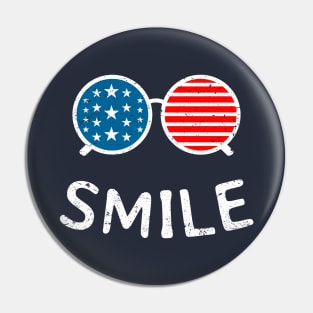 Vintage USA Flag Smile Sunglasses Pin