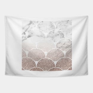 Art Deco elegance - rose gold glitter marble fan Tapestry