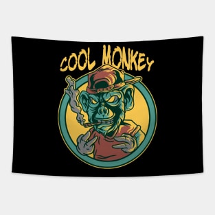 cool monkey character illustration Tapestry