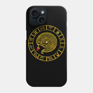 GOLD ASTRAL LABYRINTH WITH ZODIACAL SIGNS ASTROLOGY CHART Phone Case