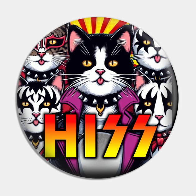 HISS - KISS band gift for cat lovers - Funny music Pin by Adulting Sucks