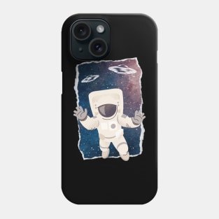 Floating astronaut Ufo alien abduction funny cute spaceship moon mars cosmic space Phone Case