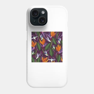 Nature Birds Print Purple Phone Case