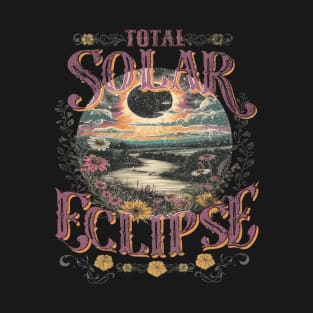 Total Solar Eclipse Vintage Flowers Astrology Lovers T-Shirt